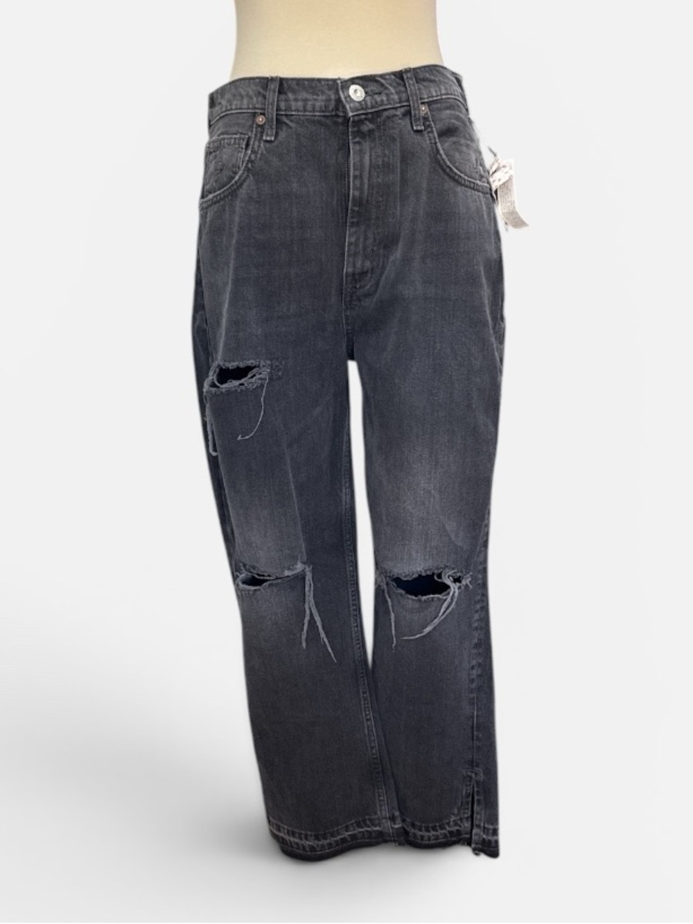 We The Free Black Distressed Straight-Leg Jeans#519